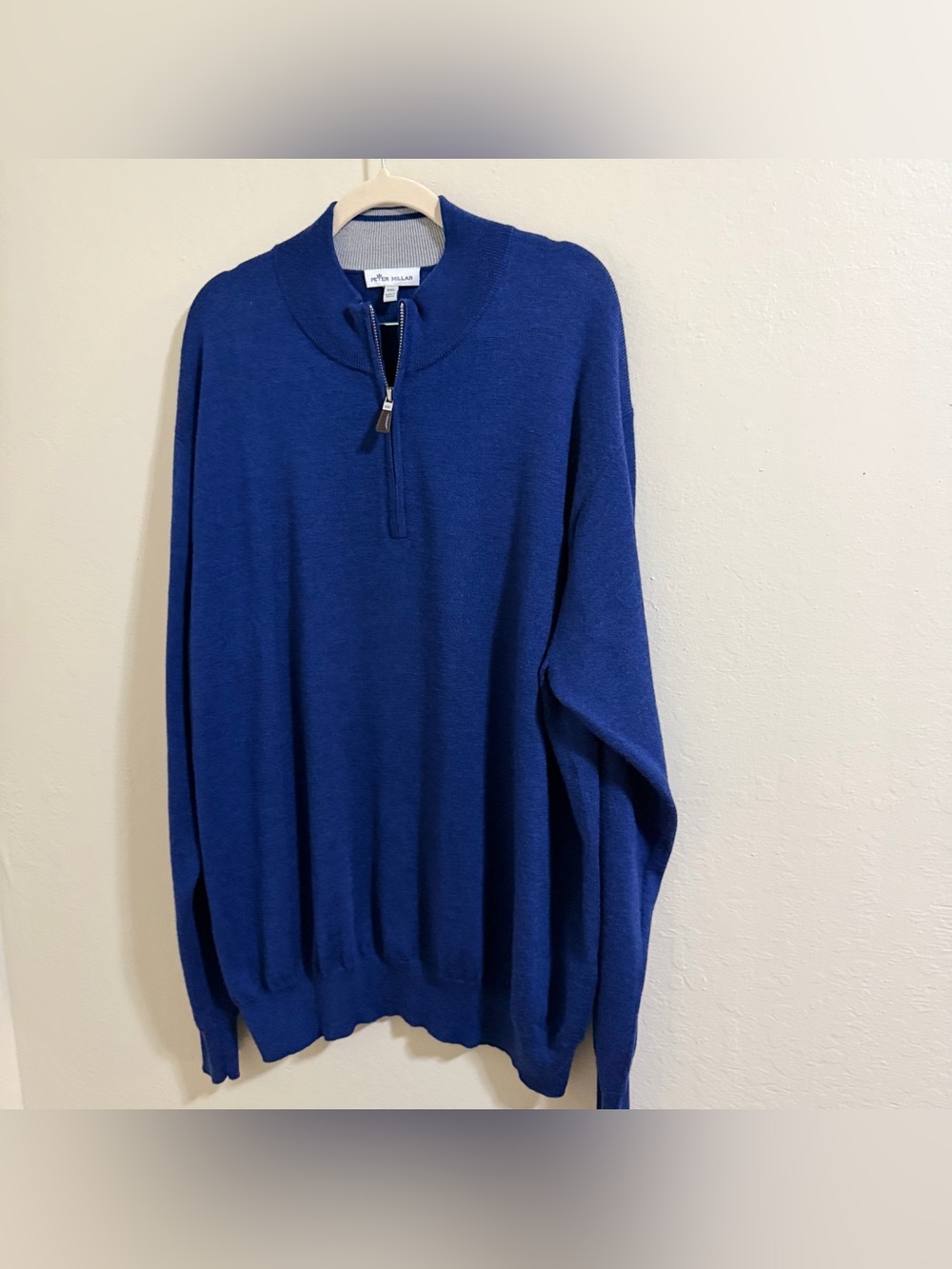 Peter Millar Merino Wool Silk Quarter Zip Sweater Blue Pullover Mens XXL NWOT - Picture 2 of 9